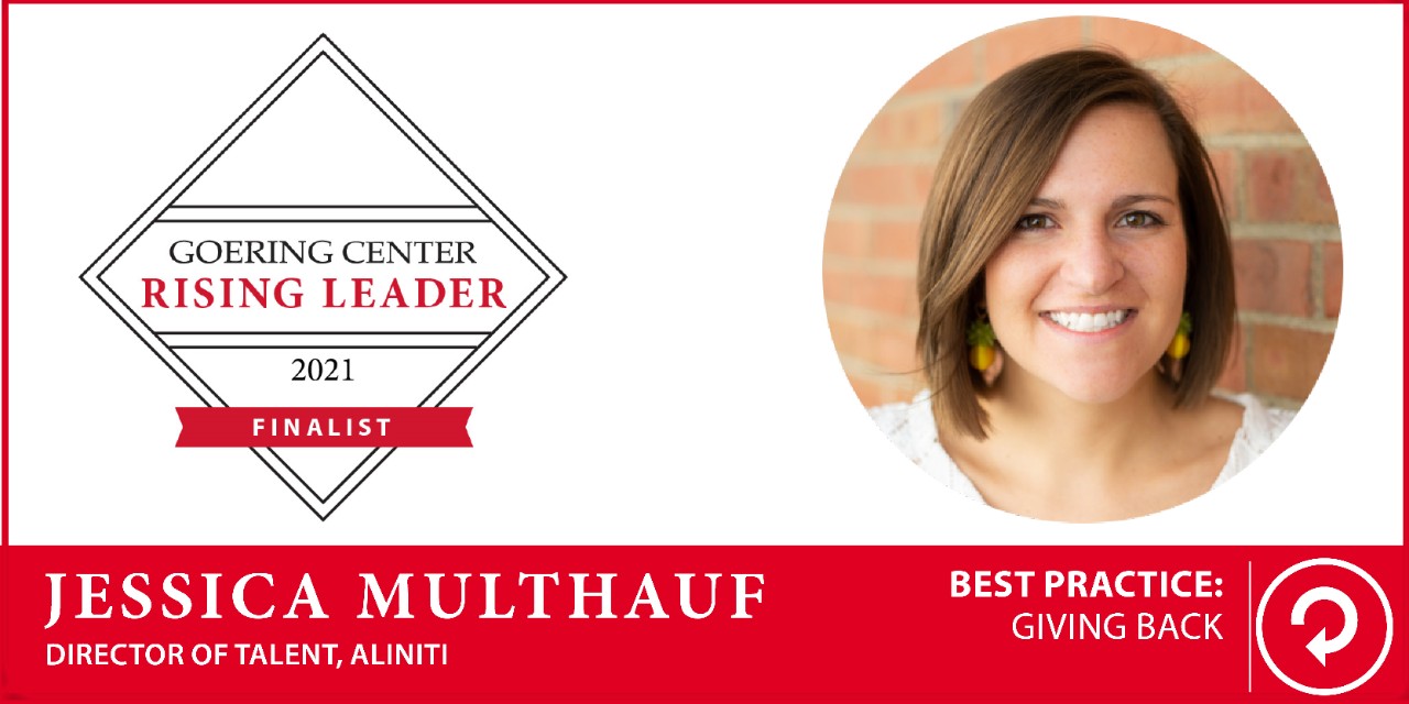 January Rising Leader Finalist for Giving Back is pictured with Logos